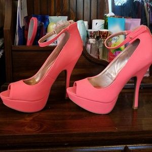 Neon Coral Steletos Women size 8